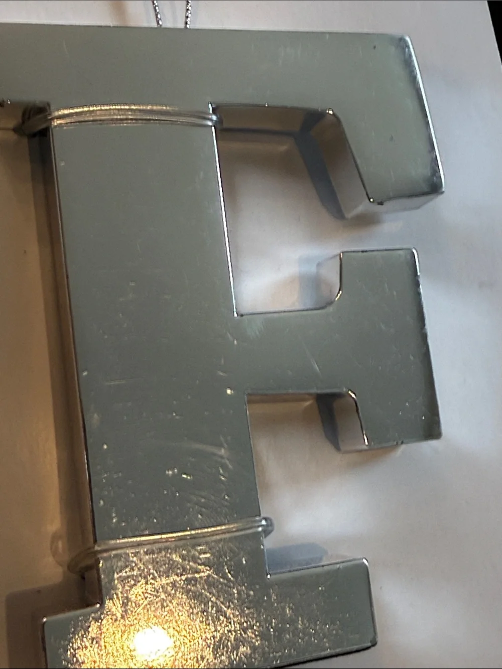 Threshold Silver Monogram Stocking Letter F! 3-in-1 Pin, magnetic or hang!